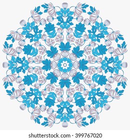 Vector Beautiful Mandala Roses Background. Floral Seamless Pattern with many details