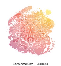 Vector Beautiful Mandala. Vintage decorative element. Ethnic round ornament. abstract watercolor hand drawn vector. ink spot. brush stain.
