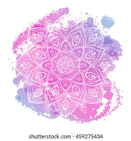 Vector Beautiful Mandala. Vintage decorative element. Ethnic round ornament. abstract watercolor hand drawn vector. ink spot. brush stain.