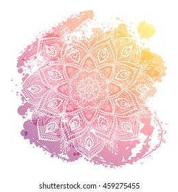 Vector Beautiful Mandala. Vintage decorative element. Ethnic round ornament. abstract watercolor hand drawn vector. ink spot. brush stain.