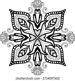 Vector Beautiful Mandala.Flower Mandalas design in black color.