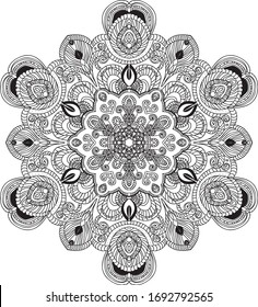 Vector Beautiful Mandala.vector illustration.Flower Mandalas on white isolated background.