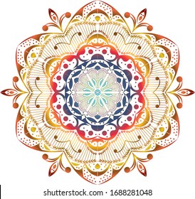 Vector Beautiful Mandala.vector illustration,Mandalas for coloring book,Round gradient mandala on white isolated background. Mandala with floral patterns. Yoga template, Mandala with floral patterns. 