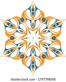 Vector Beautiful Mandala.vector illustration,Mandalas for coloring book,Round gradient mandala on white isolated background. Mandala with floral patterns. Yoga template, Mandala with floral patterns. 