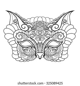 Vector Beautiful Masquerade Mask Cat. Isolated Object On White Background