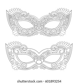 Vector Beautiful Masquerade Masks. Mardi Gras. Object Isolated On White Background