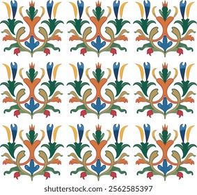 Vector beautiful minimalistic floral pattern simple ornament colored. Stylized flower in retro style.
