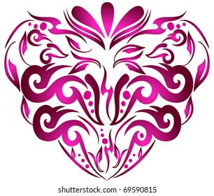 Vector beautiful modern floral romantic Valentine's Day heart illustration