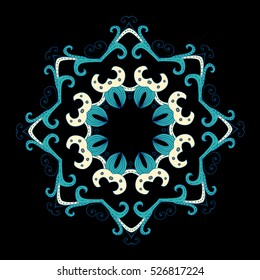 Vector beautiful ornamental rosette. For ethnic or tattoo design.