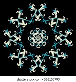 Vector beautiful ornamental rosette. For ethnic or tattoo design.