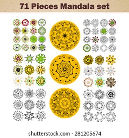 Vector beautiful ornamental rosettes set. For ethnic or tattoo design.