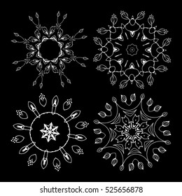 Vector beautiful ornamental rosettes set. For ethnic or tattoo design.