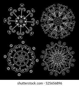 Vector beautiful ornamental rosettes set. For ethnic or tattoo design.