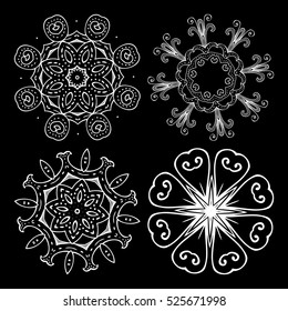 Vector beautiful ornamental rosettes set. For ethnic or tattoo design.