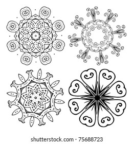 Vector beautiful ornamental rosettes set. For ethnic or tattoo design.