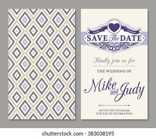 Vector beautiful ornate wedding invitation, announcements or save the date card
