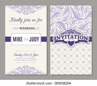 Vector beautiful ornate wedding invitation, announcements or save the date card