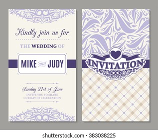 Vector beautiful ornate wedding invitation, announcements or save the date card