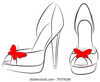 vector beautiful pair of shoes with high heel