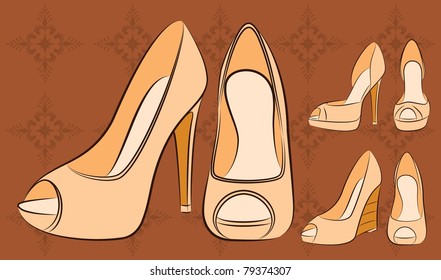 vector beautiful pair of shoes with high heel