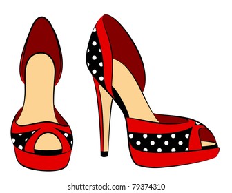 vector beautiful pair of shoes with high heel