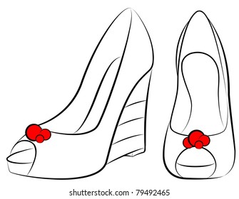 Vector beautiful pair of shoes with high heel