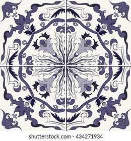 Vector beautiful pattern for design and fashion with decorative elements. Seamless texture. Portuguese tile, Moroccan ornament