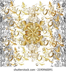 Vector. Beautiful pattern for Wallpapers, packaging. Patterns on brown, white colors. Vintage colorful patterns. Seamless pattern in Baroque style. Graceful, delicate ornamentation in the Rococo style