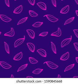 Vector beautiful pink color line flower petal pattern on dark background. Line art style design of flower petal for web, site, banner, card, print, textile