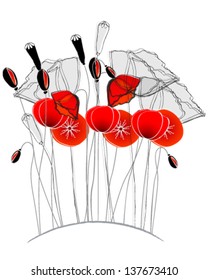 Vector beautiful poppies background illustration