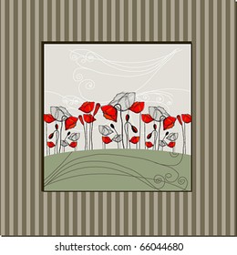 Vector beautiful poppies background illustration