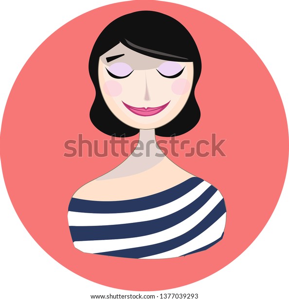 Vector Beautiful Portrait Girl Smile Cute Stock Vector Royalty