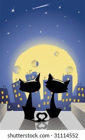 Vector beautiful and pretty illustration of a couple nice Cats