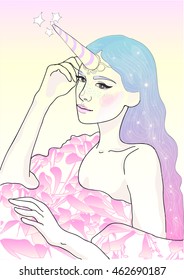 vector beautiful princess unicorns