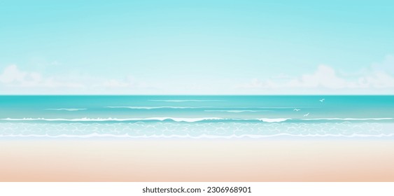 Vector bello ilustración realista de la playa de verano de arena