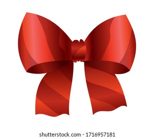 Vector beautiful realistic red bow. Silk style of elegance packing element. Can be use for decoration gifts, greetings card etc