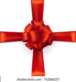 Vector beautiful realistic red silk bow greeting gift element