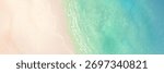 Vector beautiful realistic top view illustration of sandy summer beach. Seascape horizontal background