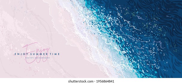 Vector beautiful realistic top view illustration of sandy summer beach
