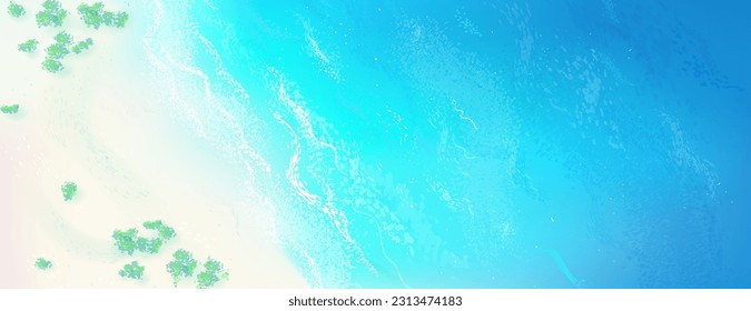 Vektor schöne realistische Draufsicht Illustration von sandigem Sommer Strand. Horizontale Sommer-Resort-Banner oder Bildschirmhintergrund