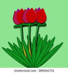 Vector Beautiful Red Flower On Illustration