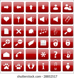 Vector beautiful red icon set