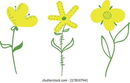 Vector hermosa colección romántica floral con tres flores amarillas