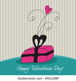 Vector beautiful romantic Valentine's Day gift box with heart