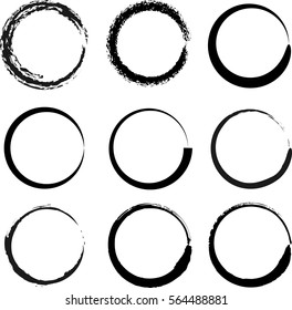 Vector beautiful round handmade black strokes.