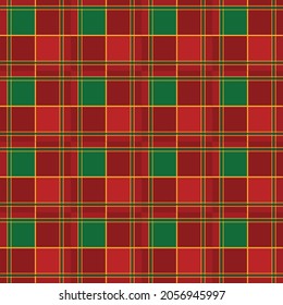 Vector beautiful Scottish plaid, tartan seamless pattern of yellow line over red and green design concept for decorating , fabric clothes, wrapping, wallpaper,apparel,interior textile, tile  for Xmas