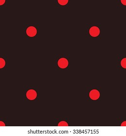 Vector beautiful seamless pattern with red dots on deep background