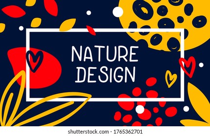 Vector hermoso patrón estacional con flor simple y corazón. Elemento floral sobre fondo de color. Diseño de patrones románticos de estilo plano con marco y encabezado para sitio web y tarjeta de saludo