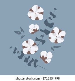 Vector beautiful set of cotton branches.