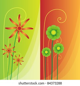 Vector beautiful set of summer floral background illustrations